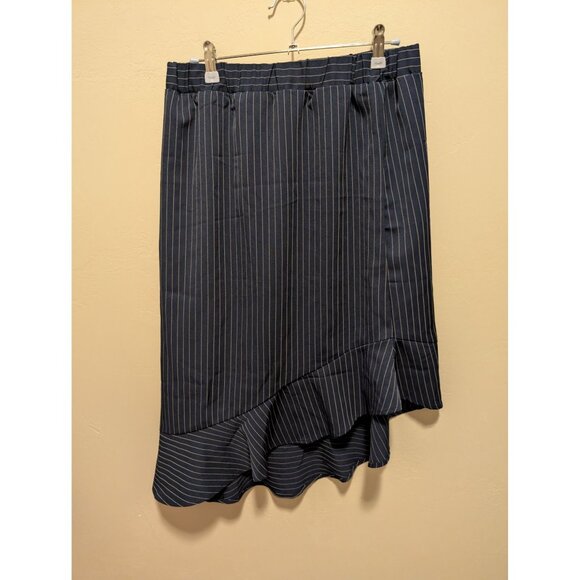 Umgee Asymmetrical Hem Pinstripe Skirt L - Picture 1 of 4